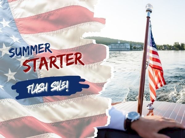 Summer vibes on the water, flag-waving freedom, sunny breeze, and a playful splash of paint, perfect for a summer starter, all aboard the boat.