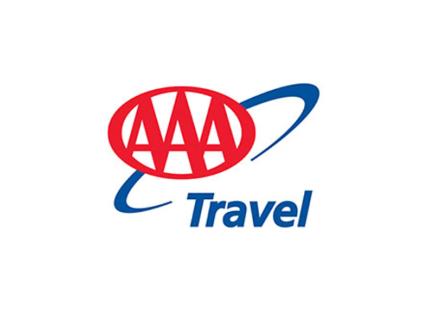 The image shows the AAA (American Automobile Association) Travel logo, featuring the red "AAA" letters inside an oval with a blue swoosh.