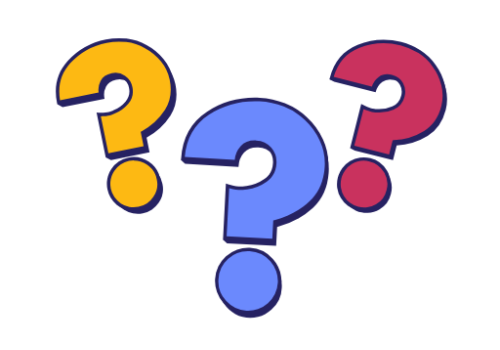 The image shows three question marks in yellow, blue, and red with a playful design, arranged with the blue question mark in the center.